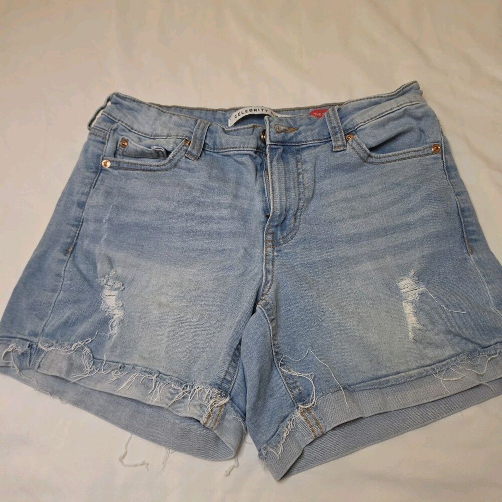 Celebrity Pink Distressed Denim Shorts Women's Size 3/26 Light Wash Frayed Hem